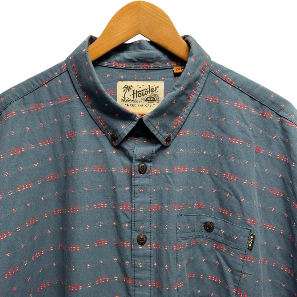 Howler Brothers Mens XXL Blue/Red Southwestern Aztec Geometric Button Down Shirt